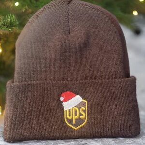 COPY - COPY - UPS Brown Beanie with Santa Hat Logo